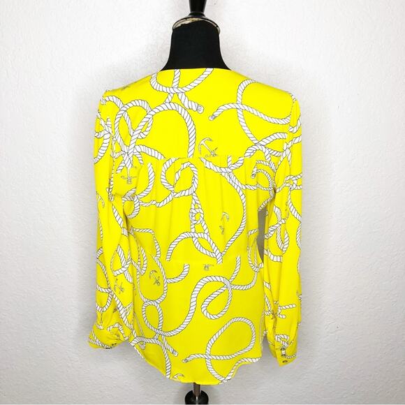 Cabi yellow and white anchor rope print tie front top size Medium #5707 - Picture 15 of 15